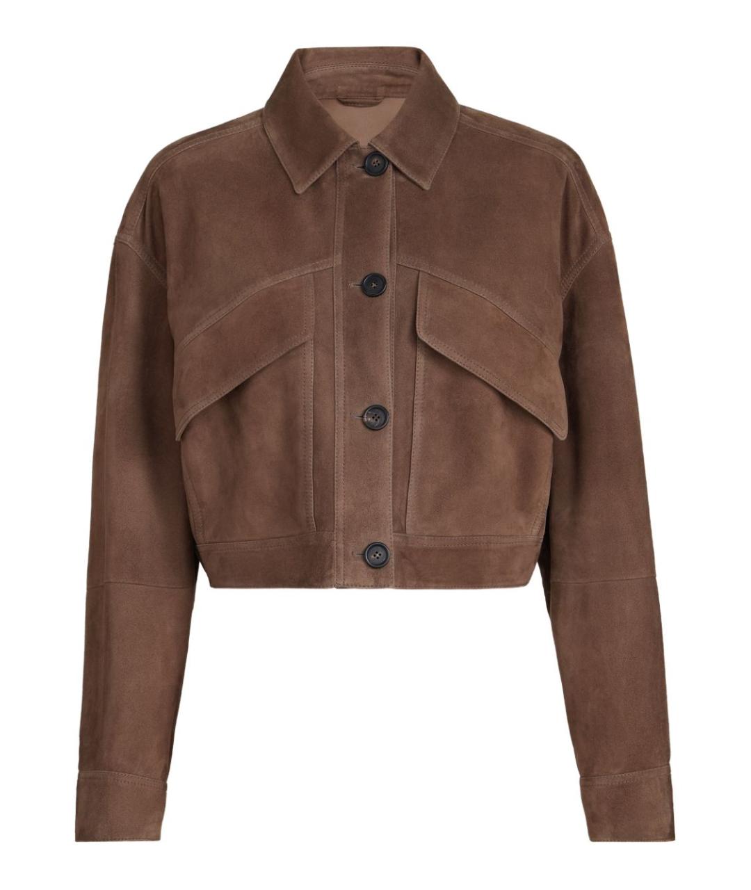 BRUNELLO CUCINELLI Коричневая кожаная куртка, фото 1