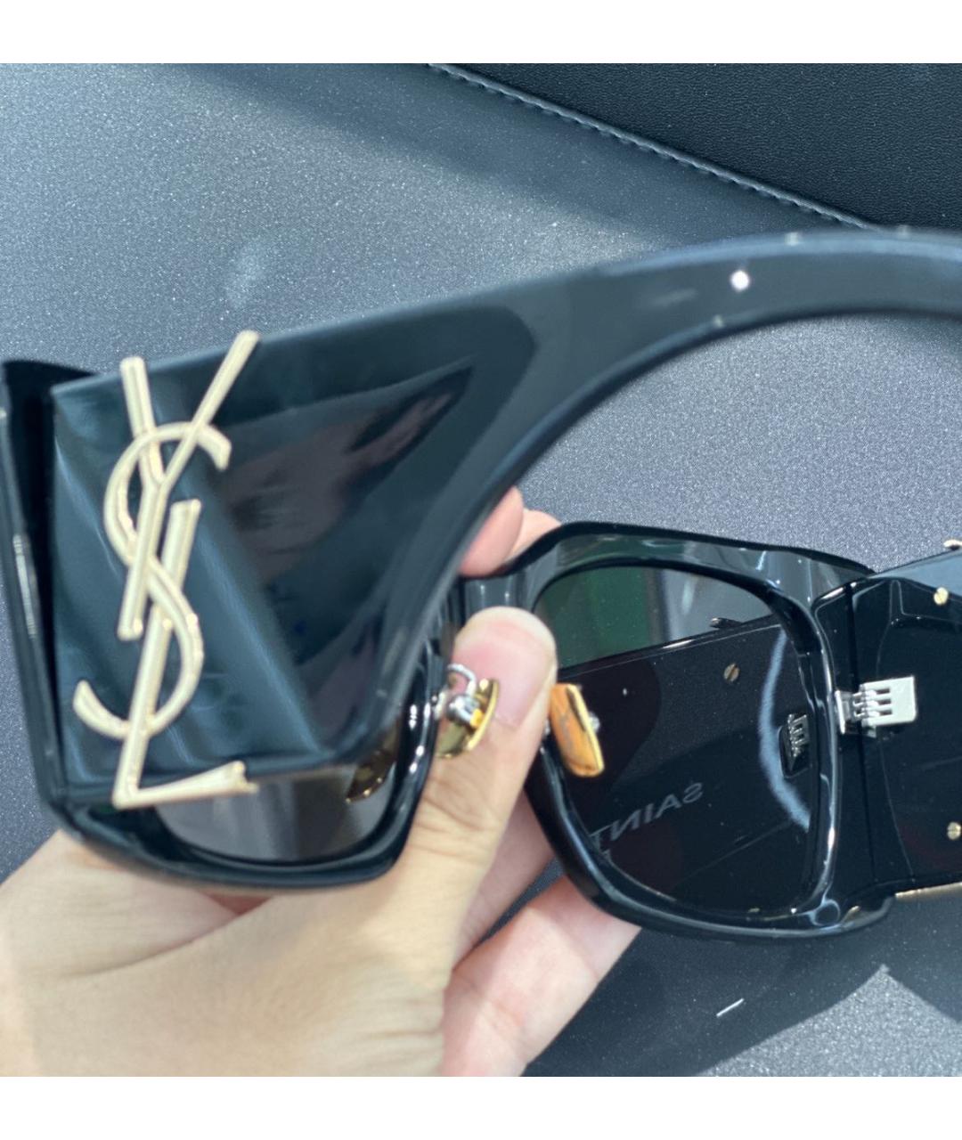 SAINT LAURENT Черные пластиковые солнцезащитные очки, фото 4