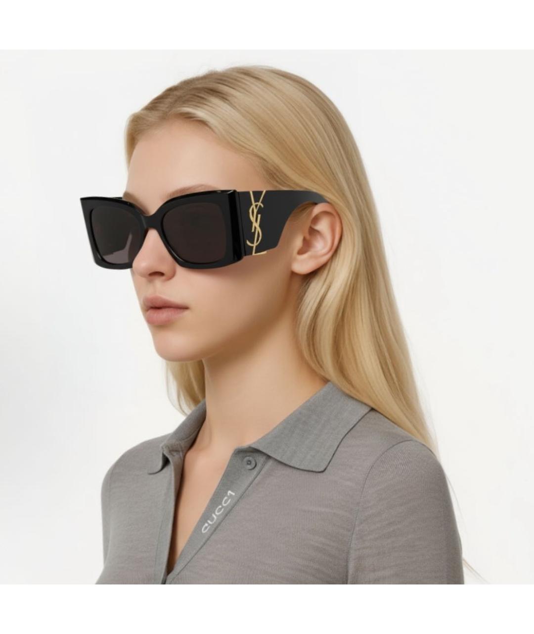 SAINT LAURENT Черные пластиковые солнцезащитные очки, фото 2