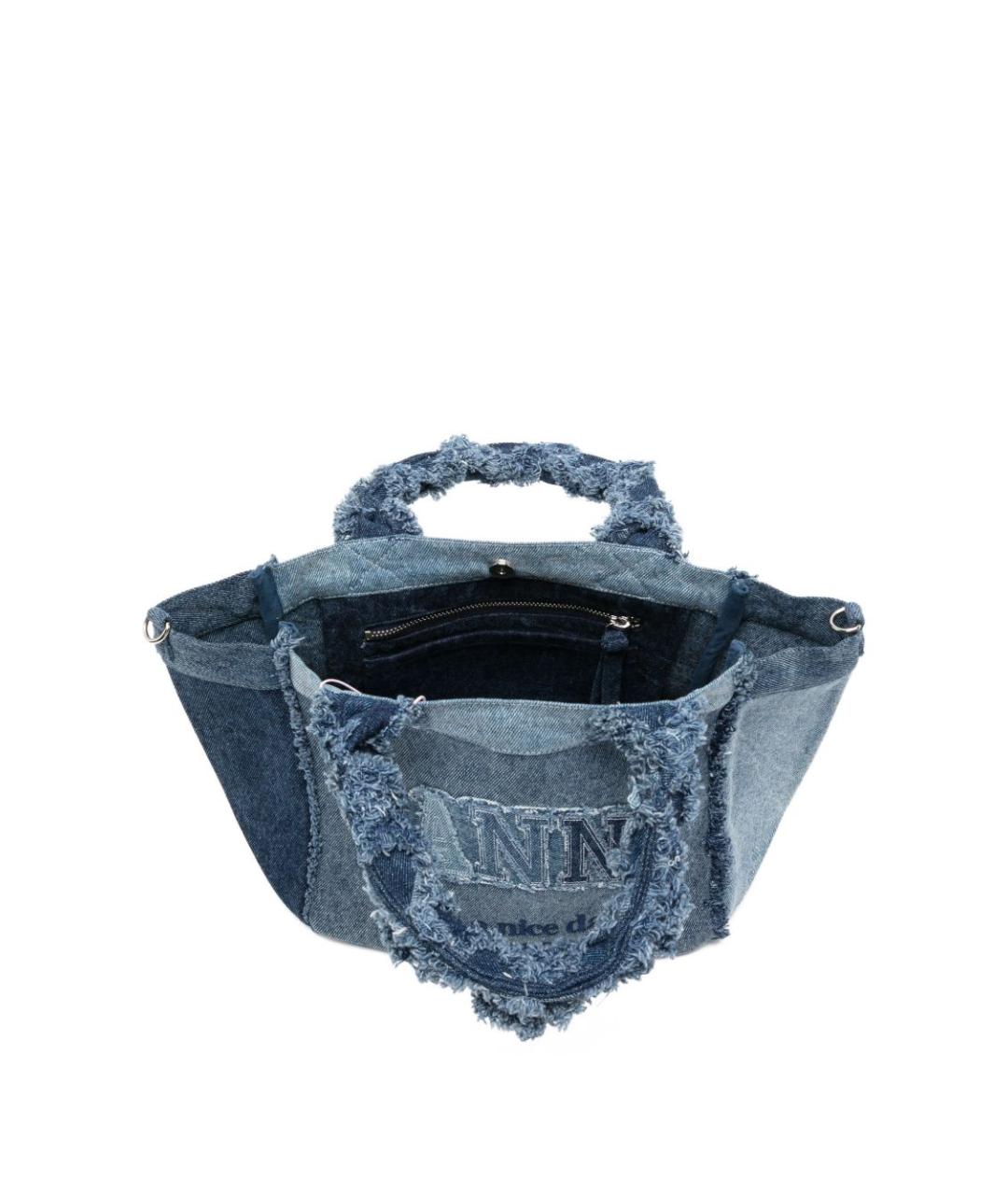 GANNI Синяя хлопковая сумка тоут, фото 4