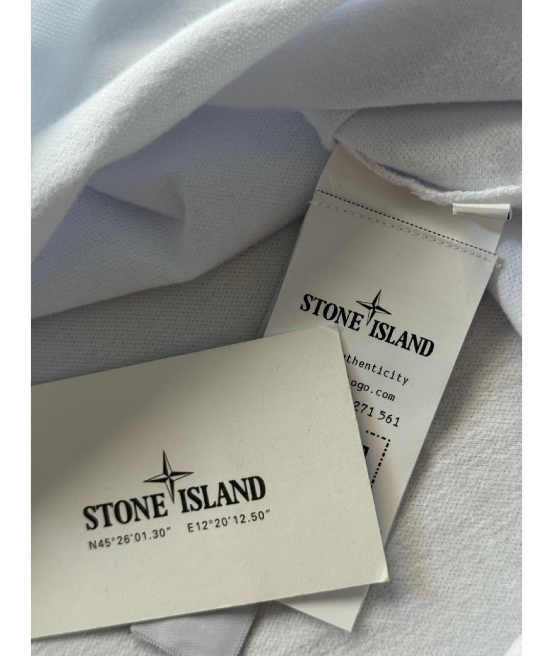 STONE ISLAND Белое хлопковое поло с коротким рукавом, фото 6