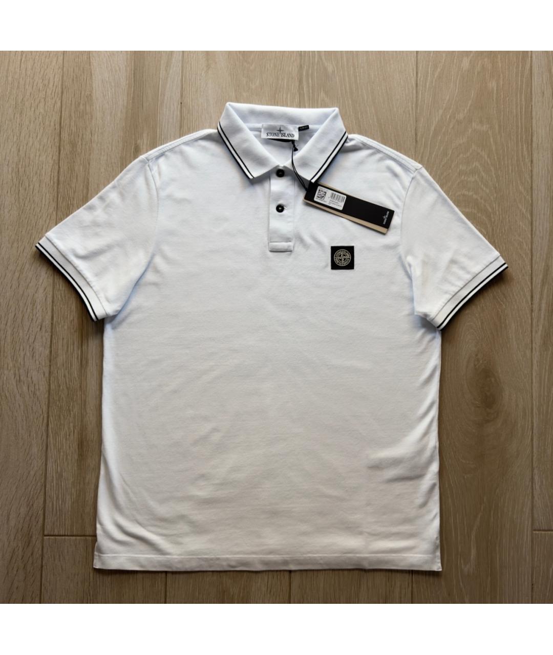 STONE ISLAND Белое хлопковое поло с коротким рукавом, фото 2