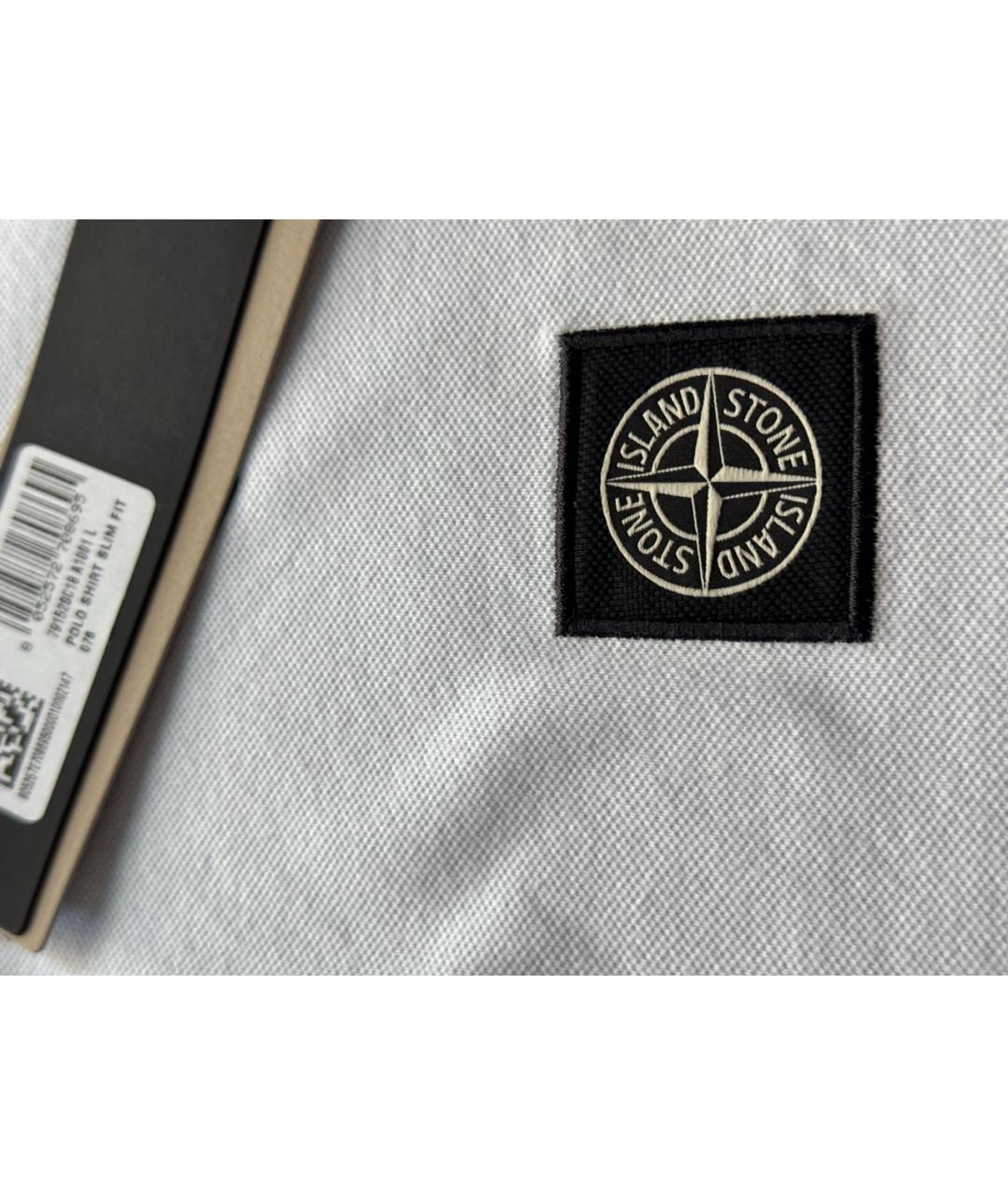 STONE ISLAND Белое хлопковое поло с коротким рукавом, фото 3