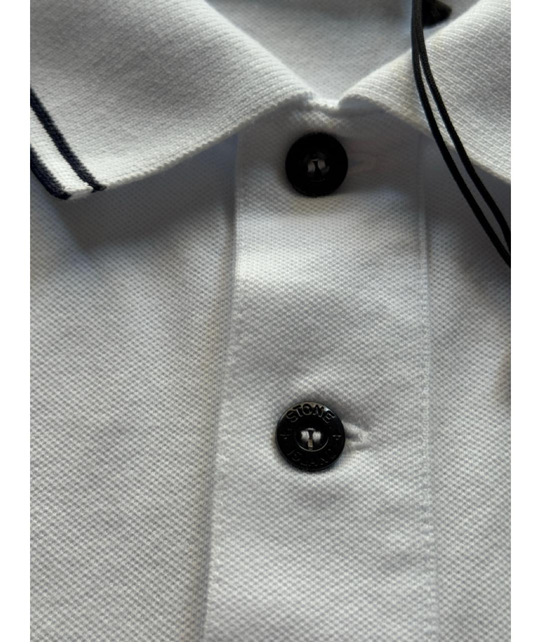 STONE ISLAND Белое хлопковое поло с коротким рукавом, фото 4