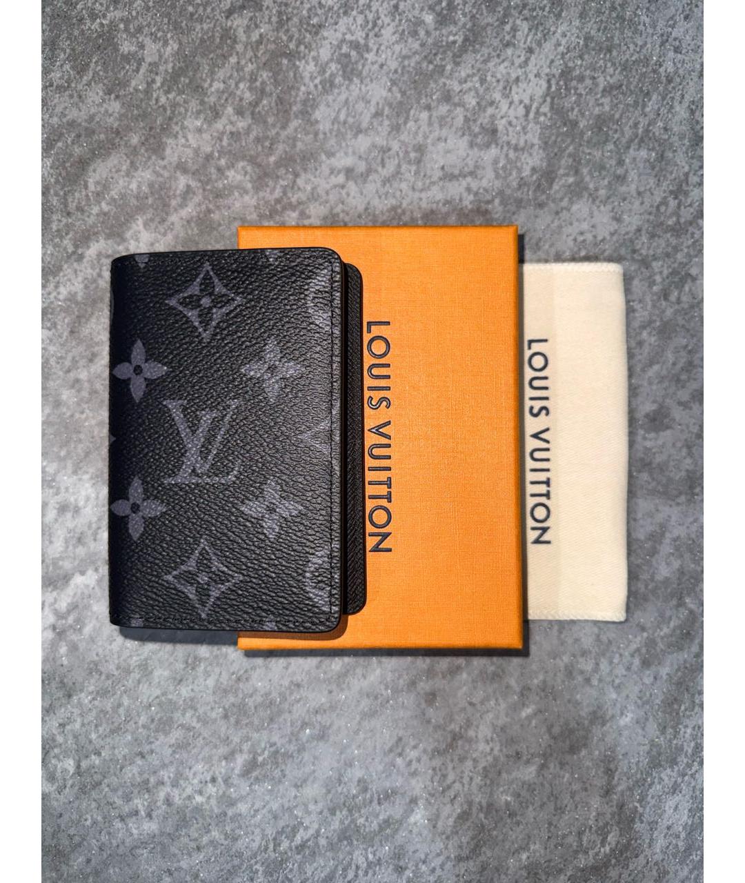 LOUIS VUITTON Черный кожаный кардхолдер, фото 5