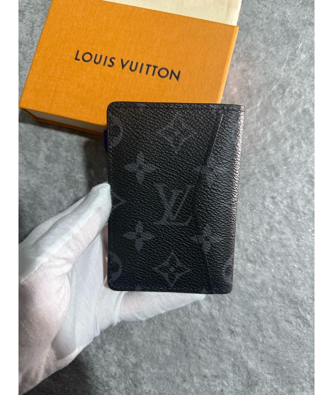 LOUIS VUITTON Черный кожаный кардхолдер, фото 2