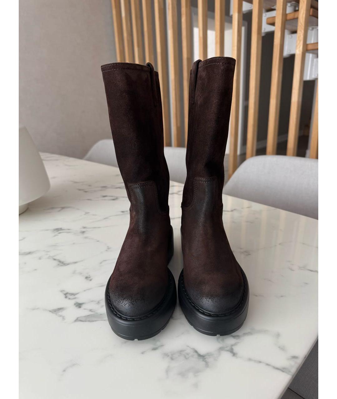MIU MIU Коричневые замшевые сапоги, фото 3