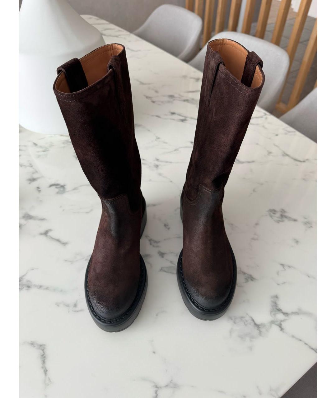 MIU MIU Коричневые замшевые сапоги, фото 7