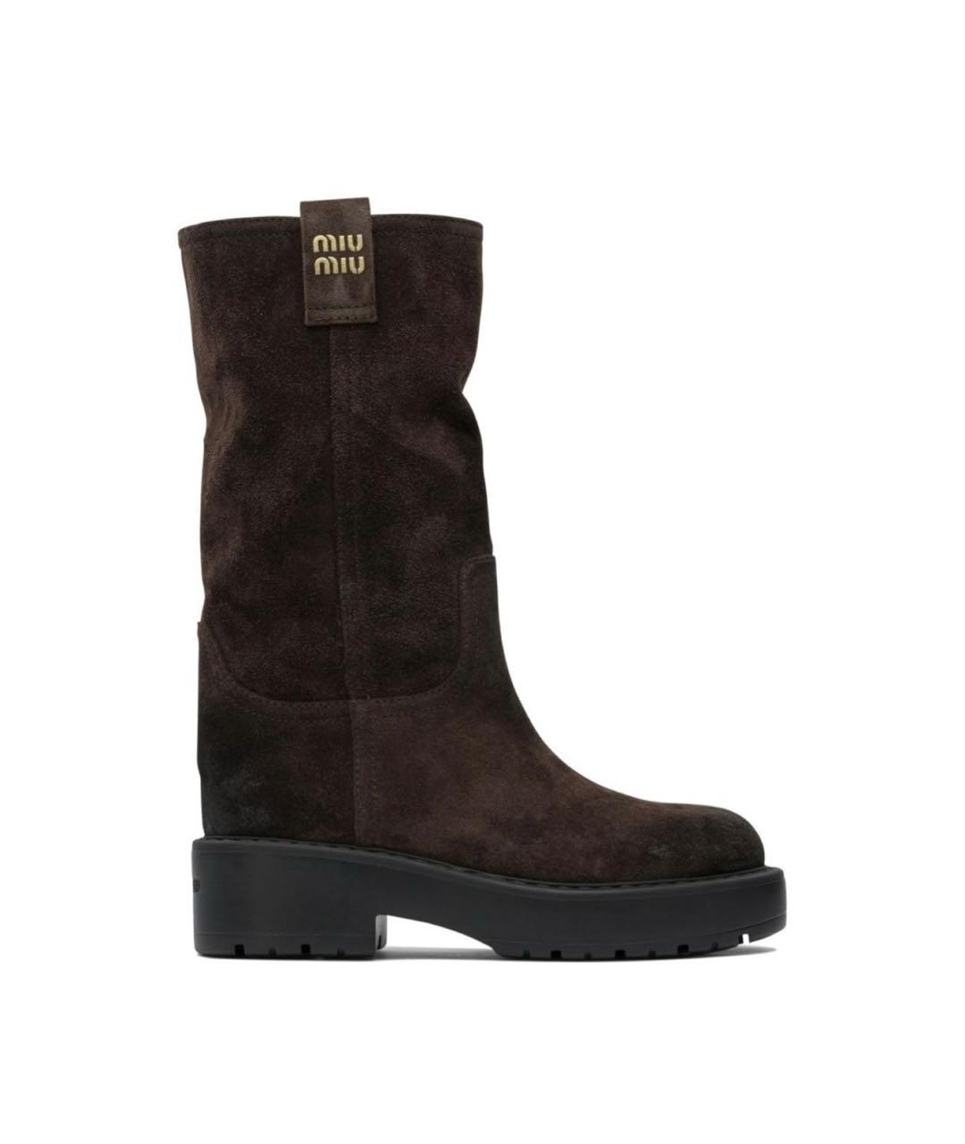 MIU MIU Коричневые замшевые сапоги, фото 8