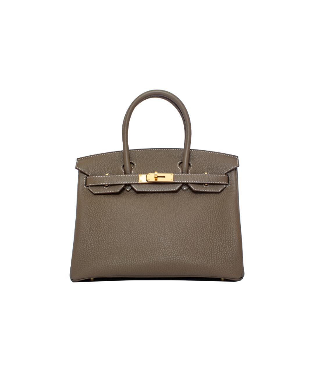 HERMES Коричневая кожаная сумка с короткими ручками, фото 6