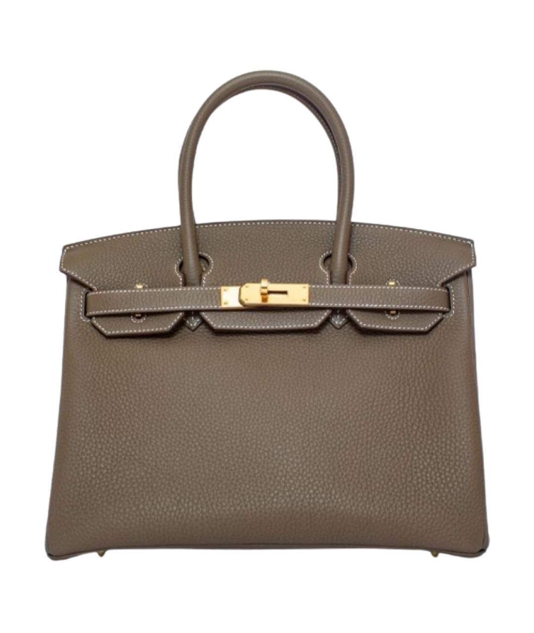 HERMES Коричневая кожаная сумка с короткими ручками, фото 1