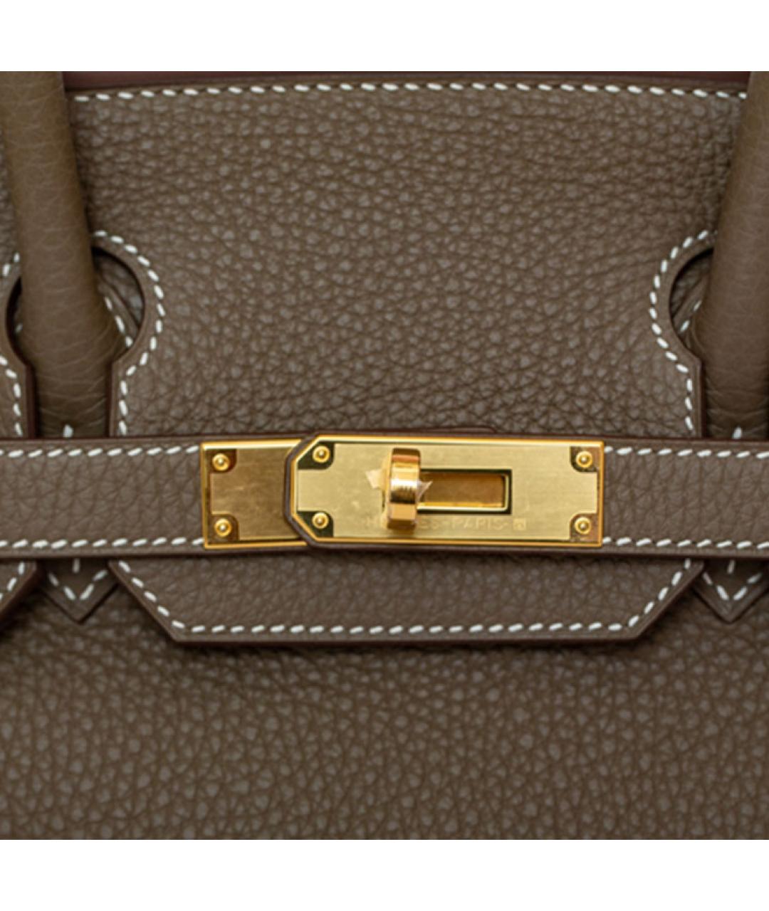 HERMES Коричневая кожаная сумка с короткими ручками, фото 4