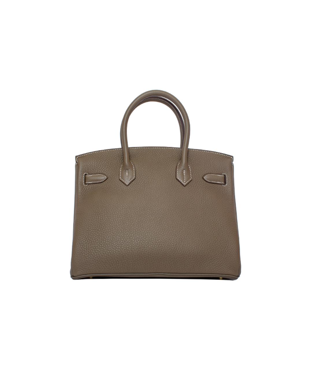 HERMES Коричневая кожаная сумка с короткими ручками, фото 2