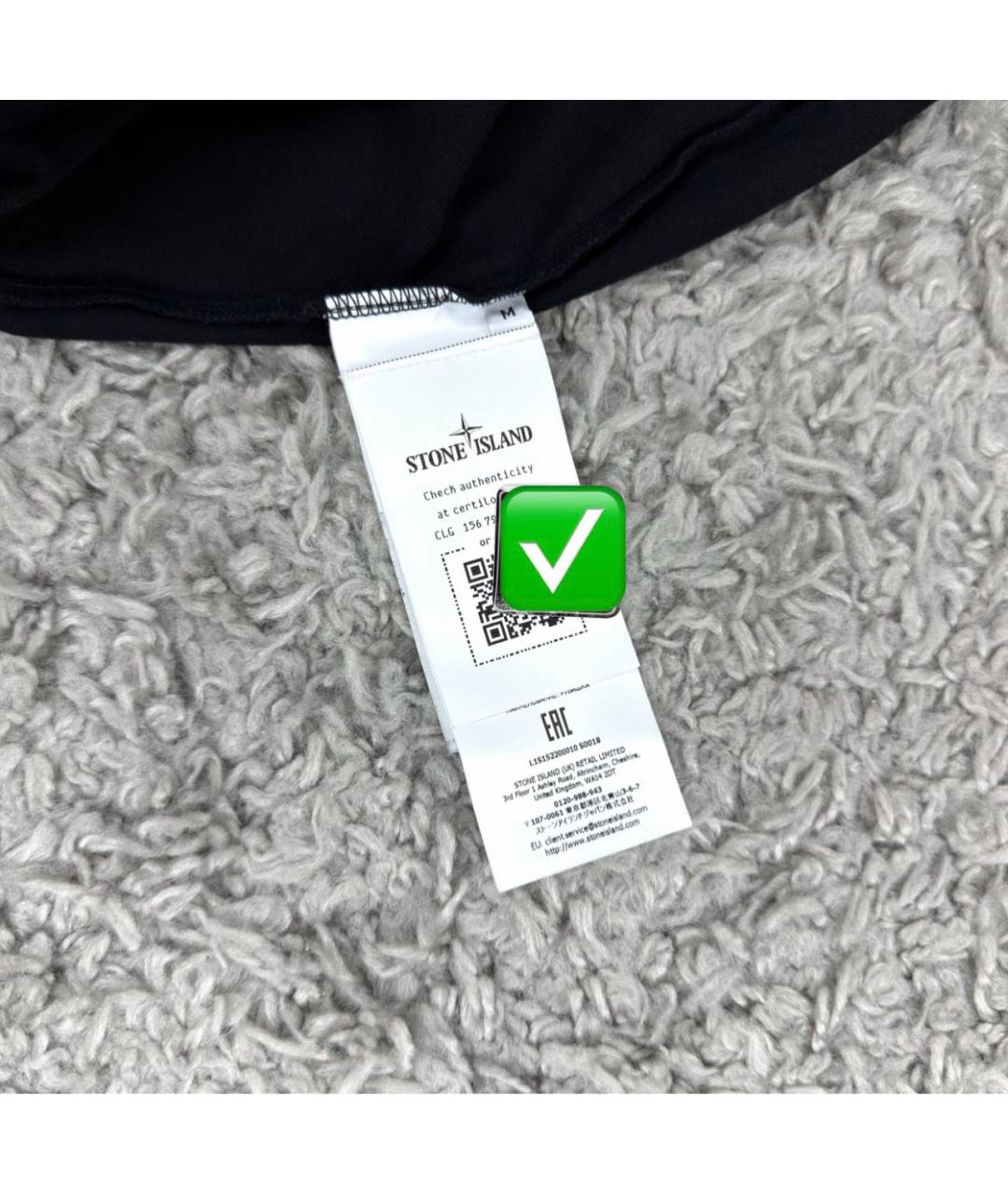 STONE ISLAND Черное хлопковое поло с коротким рукавом, фото 5