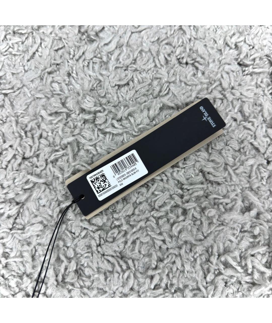 STONE ISLAND Черное хлопковое поло с коротким рукавом, фото 4