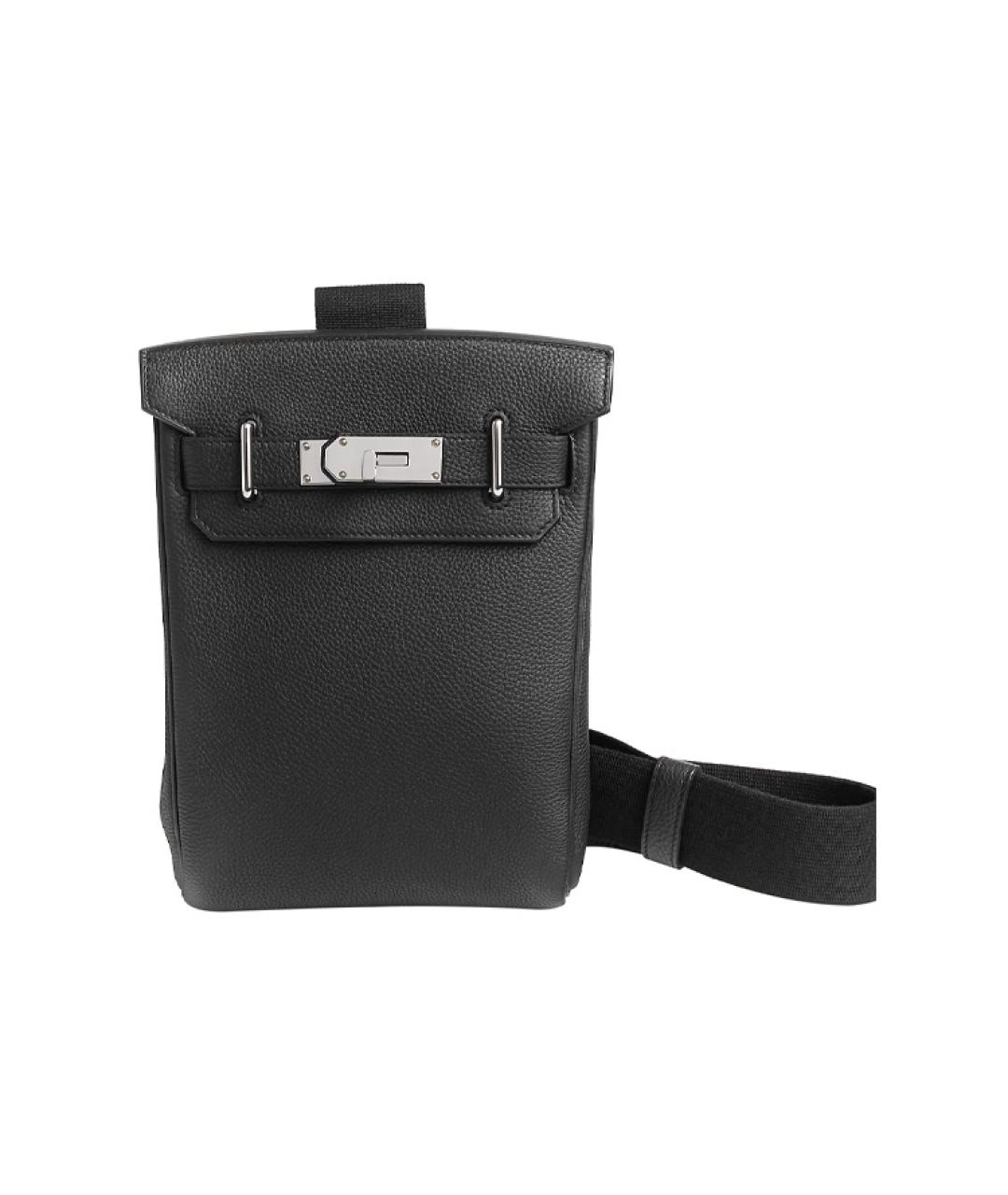 HERMES Черная кожаная сумка через плечо, фото 6