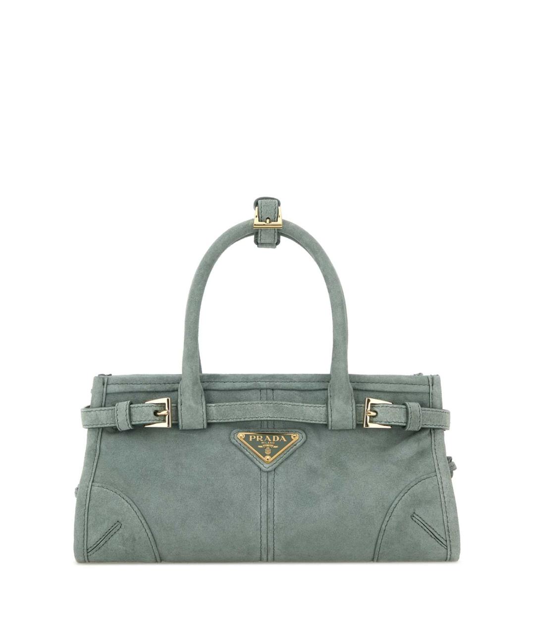 PRADA Зеленая замшевая сумка тоут, фото 1