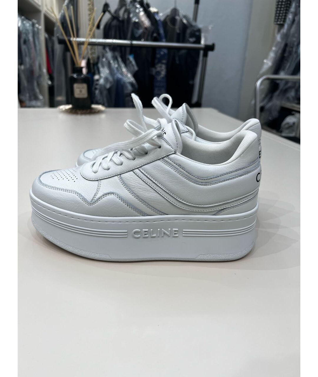 CELINE PRE-OWNED Белые кожаные кроссовки, фото 7