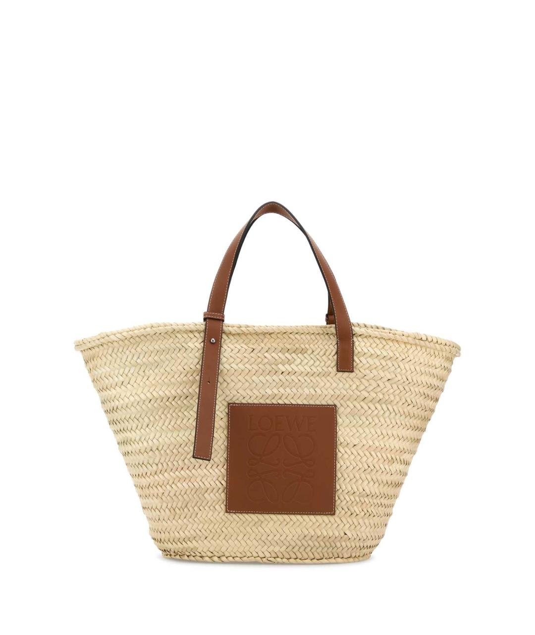 LOEWE Бежевая пелетеная сумка тоут, фото 1