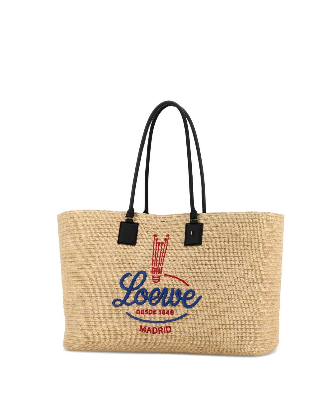LOEWE Бежевая пелетеная сумка тоут, фото 2