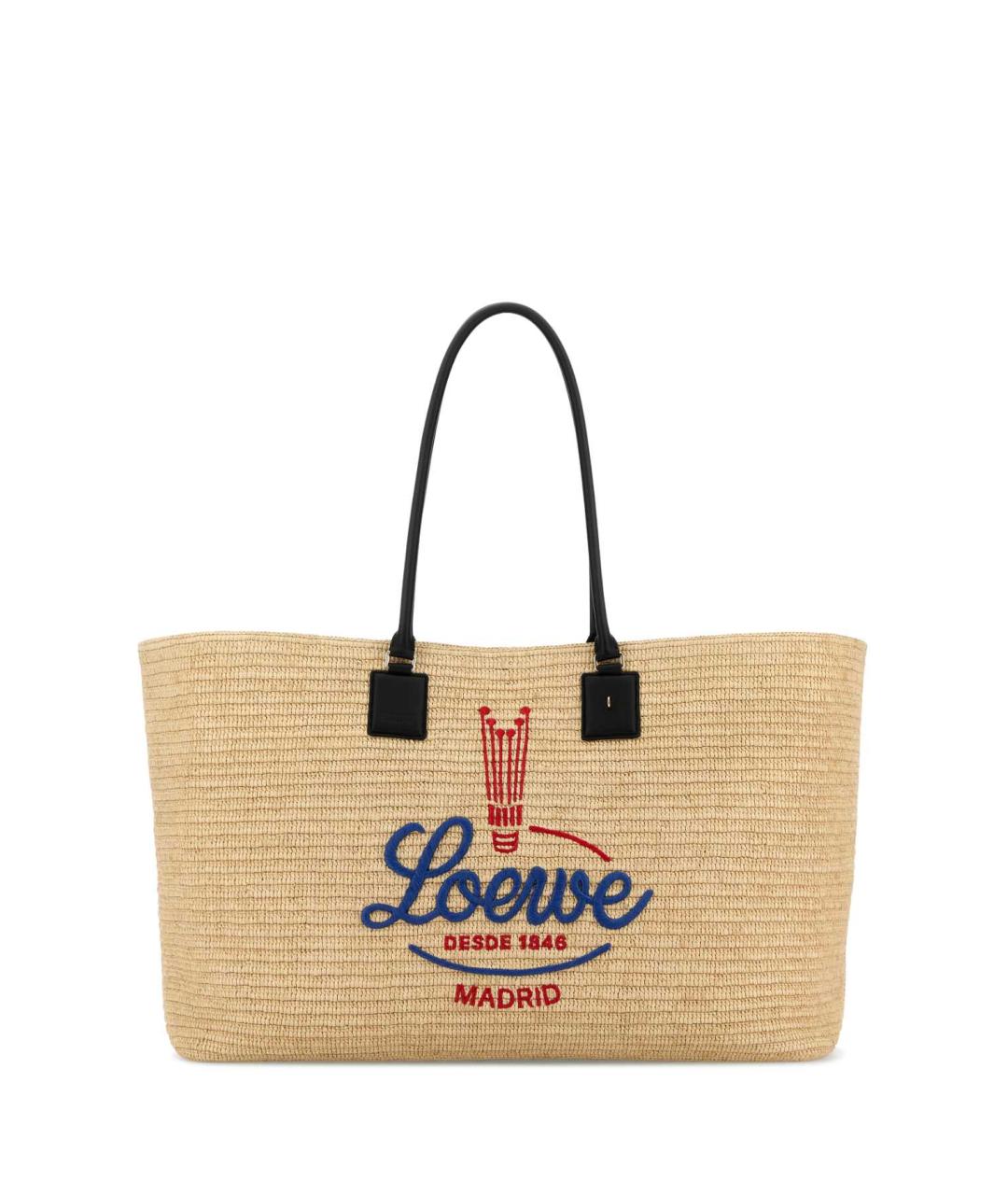 LOEWE Бежевая пелетеная сумка тоут, фото 1