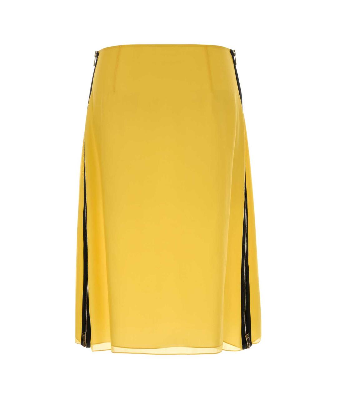 FENDI Желтая вискозная юбка миди, фото 2