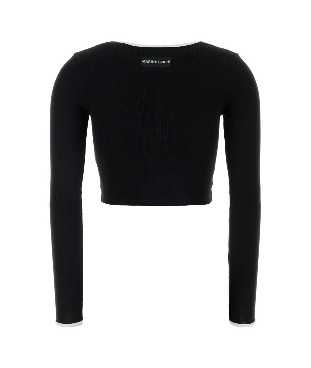 MARINE SERRE Черная хлопковая футболка, фото 2