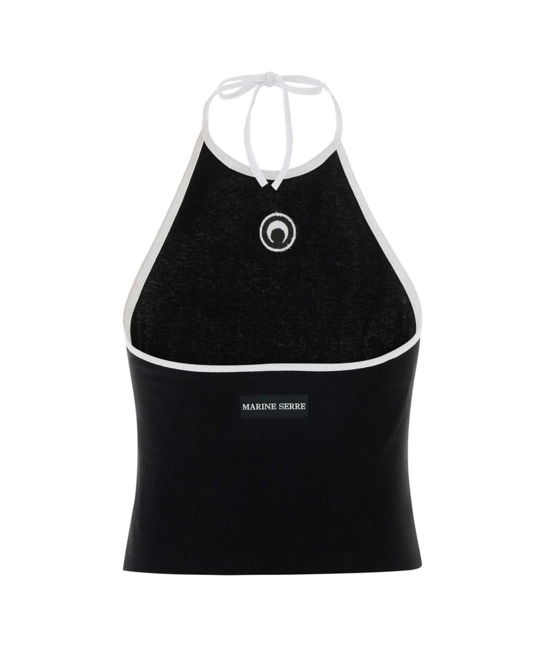 MARINE SERRE Черная хлопковая майка, фото 2