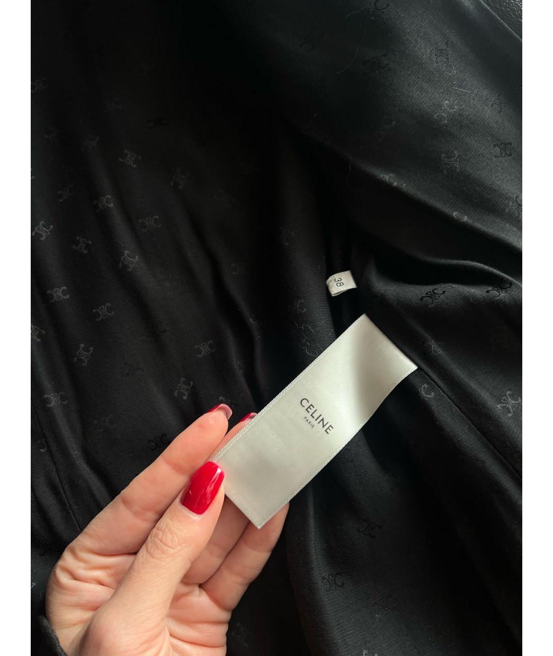 CELINE Черный кожаный тренч/плащ, фото 6