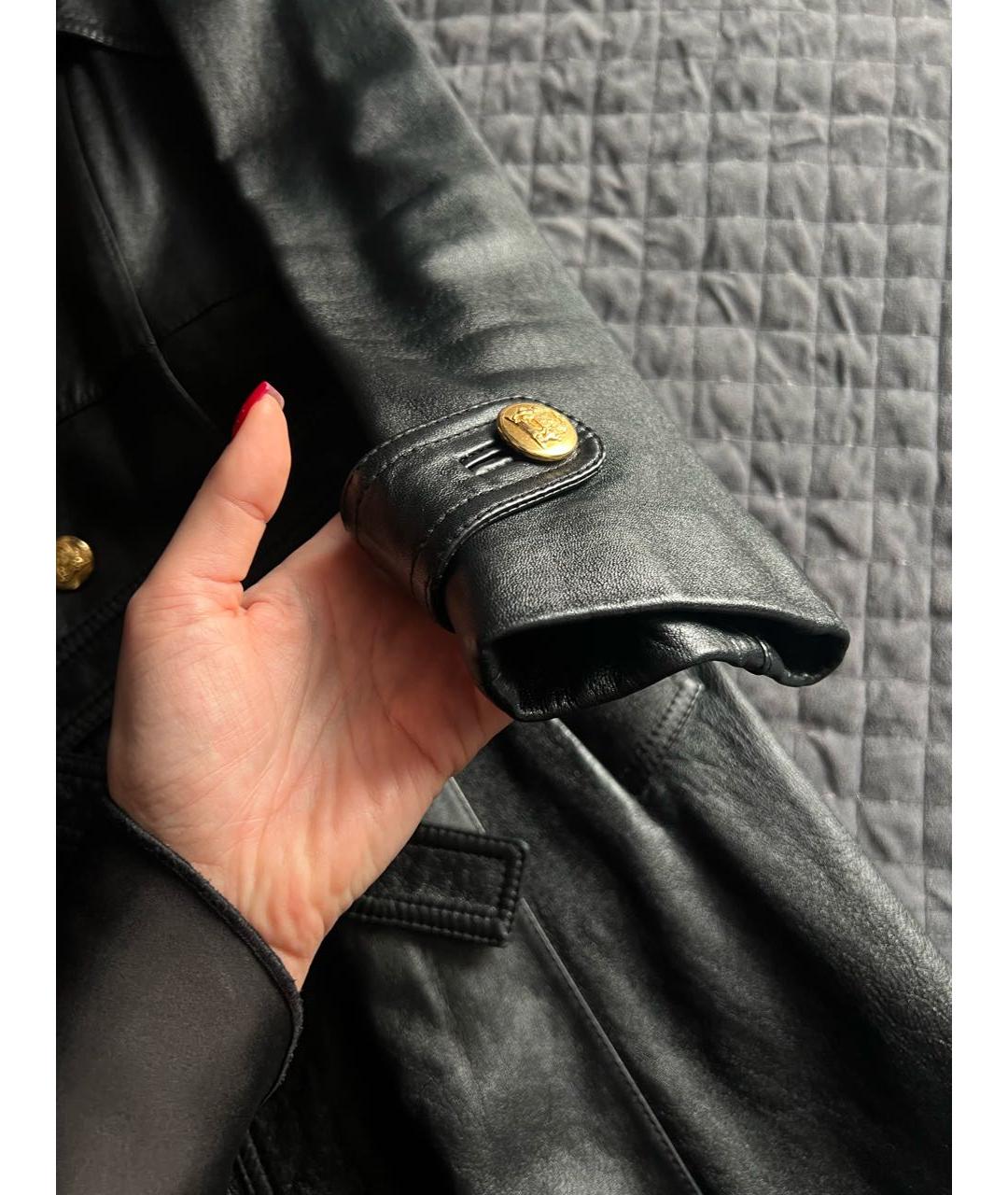 CELINE Черный кожаный тренч/плащ, фото 7