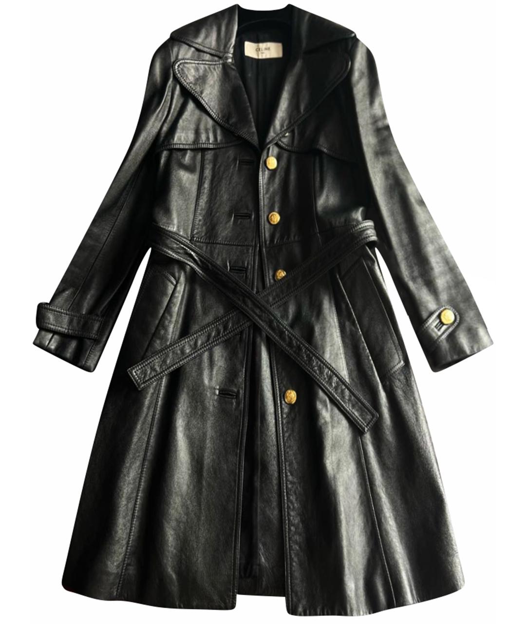 CELINE Черный кожаный тренч/плащ, фото 1