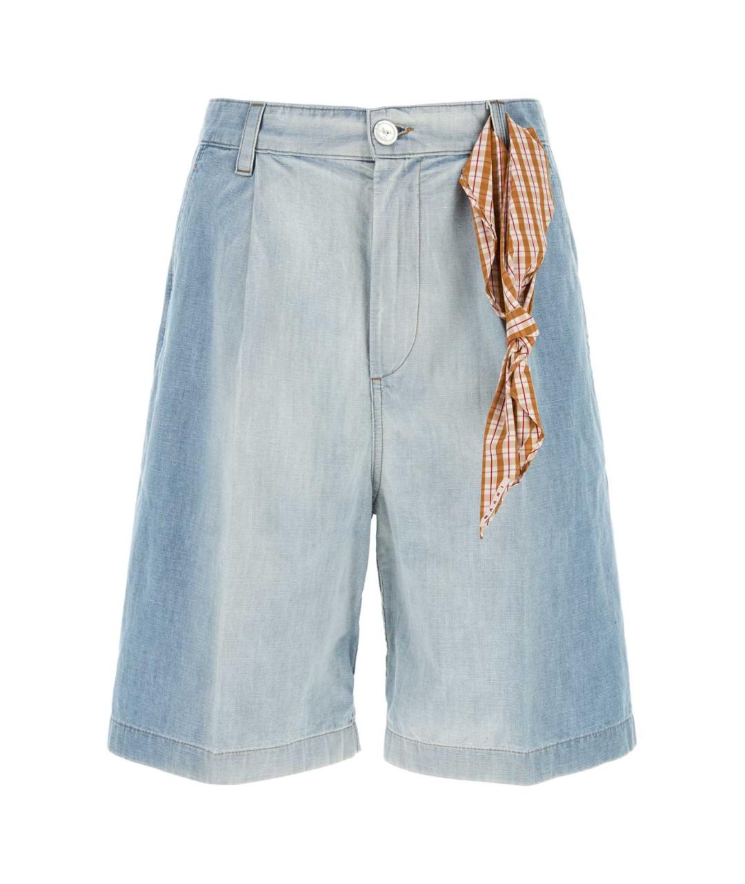 MARNI Голубые хлопковые повседневные брюки, фото 1