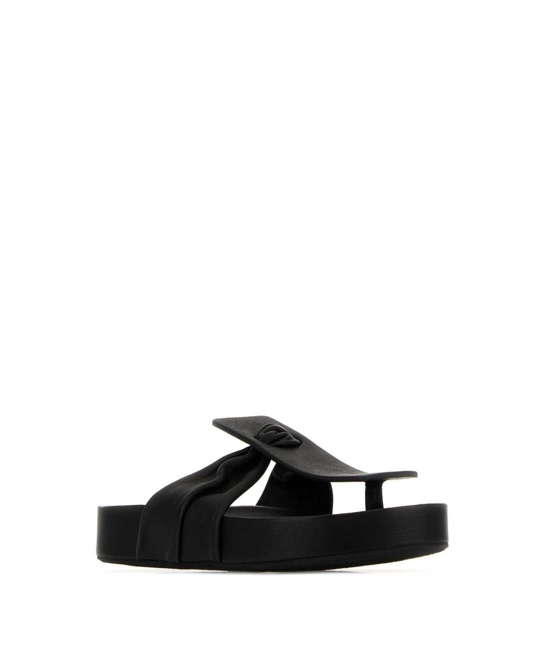 UMA WANG Черные кожаные шлепанцы, фото 1