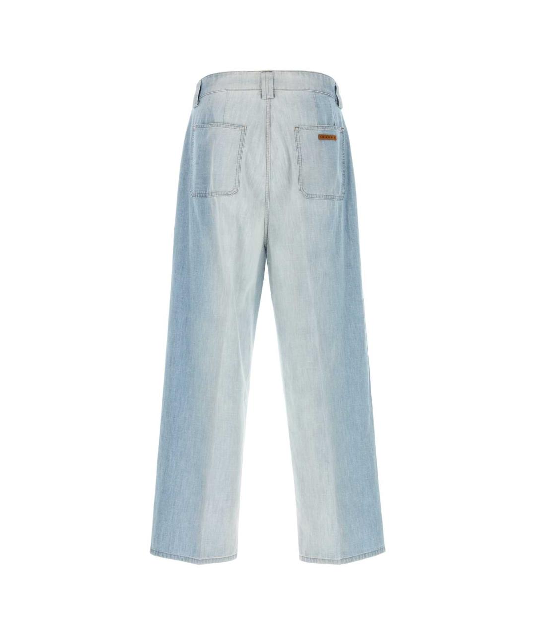 MARNI Голубые хлопковые повседневные брюки, фото 2