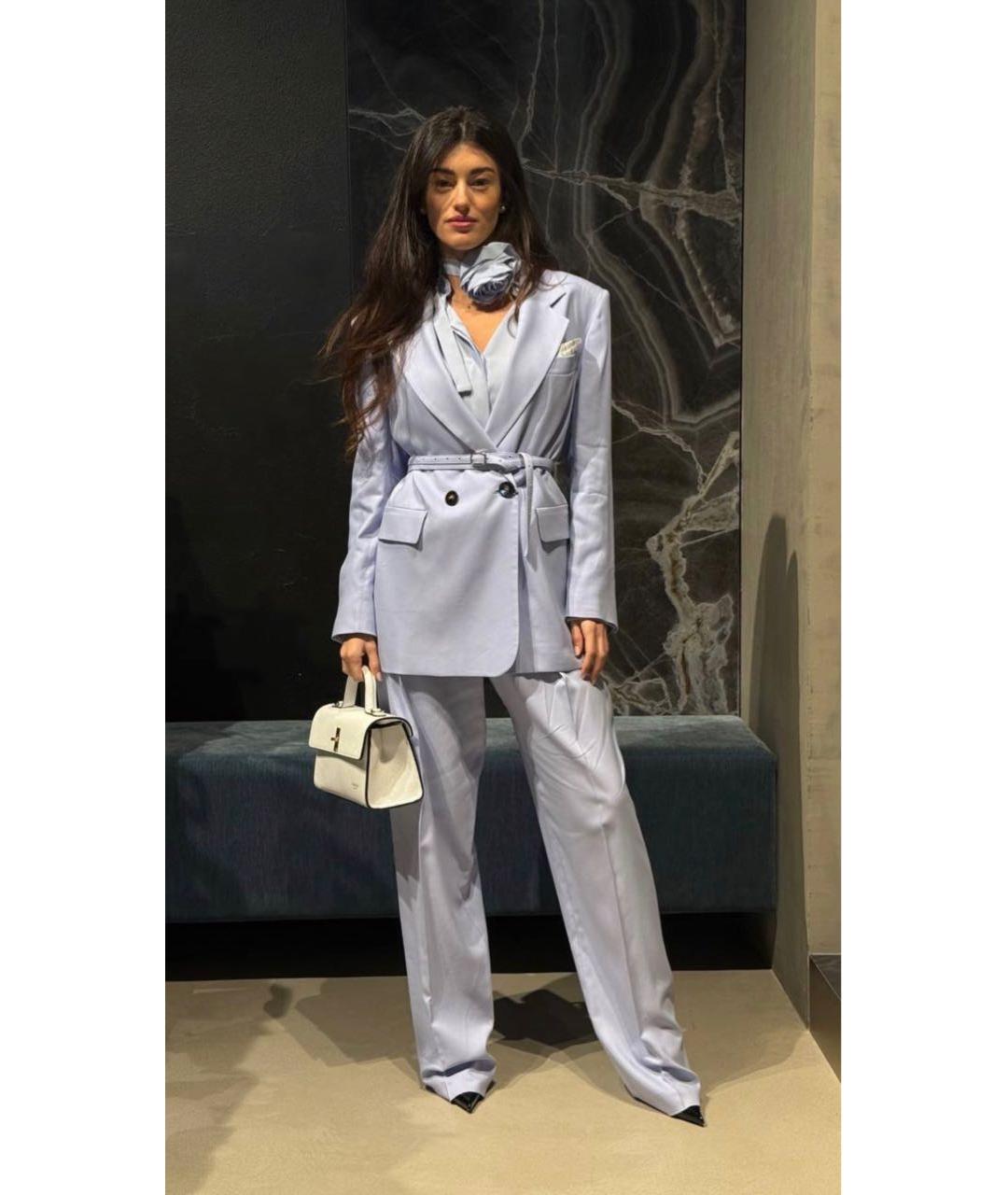 'S MAX MARA Голубой вискозный костюм с брюками, фото 8