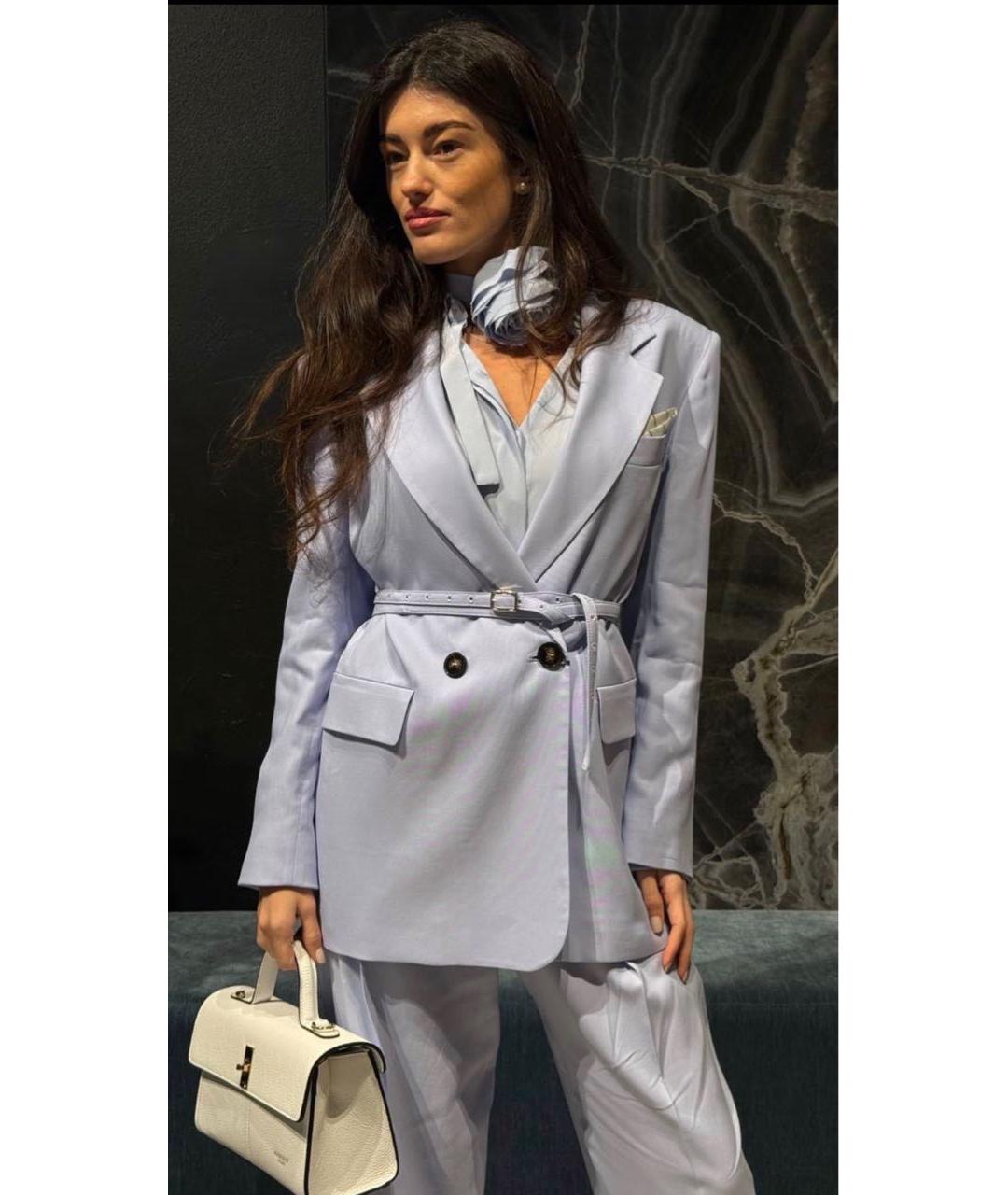 'S MAX MARA Голубой вискозный костюм с брюками, фото 7