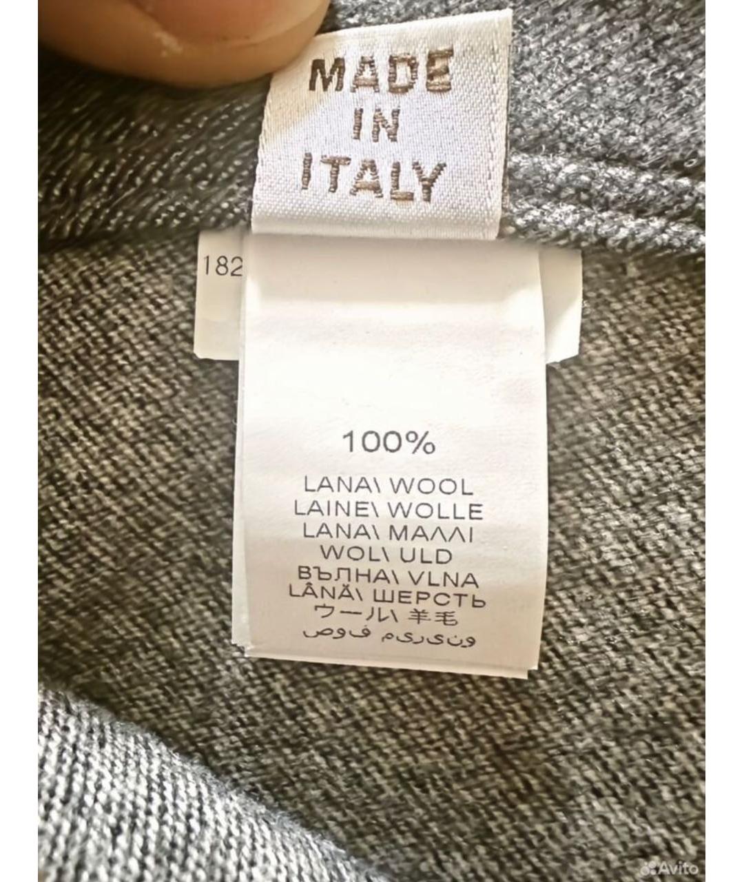 BRUNELLO CUCINELLI Серые шерстяные прямые брюки, фото 7