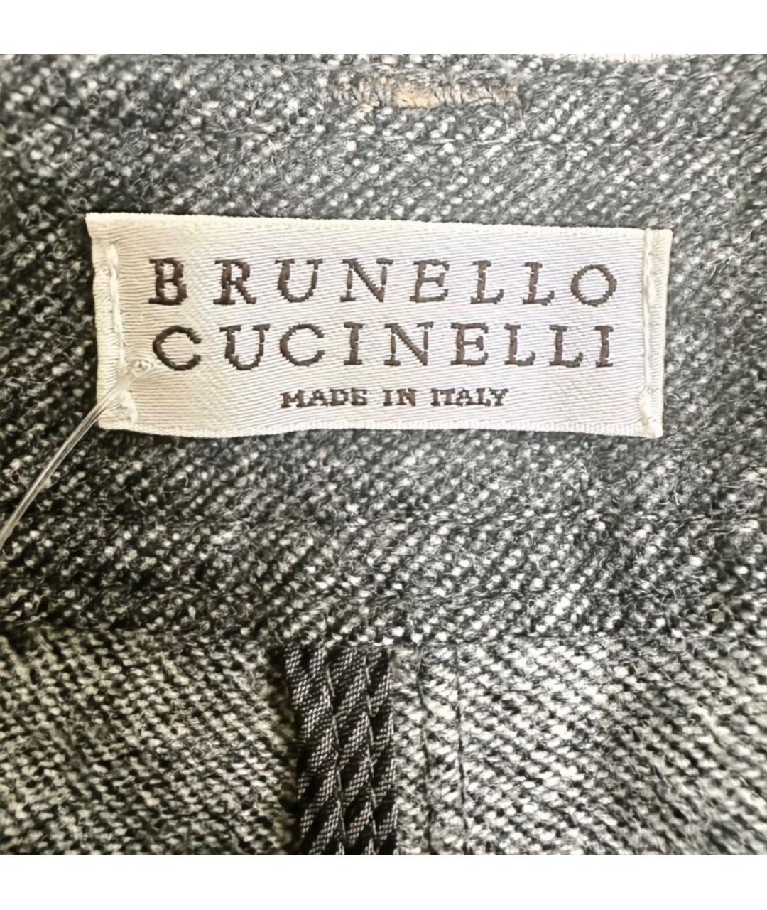 BRUNELLO CUCINELLI Серые шерстяные прямые брюки, фото 5