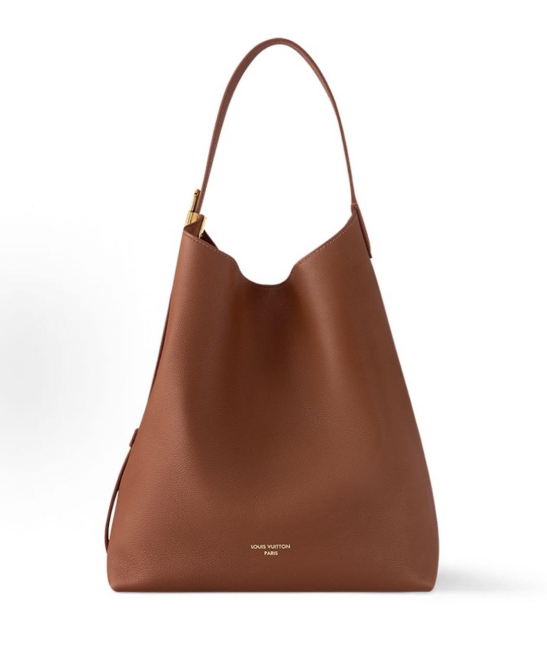 LOUIS VUITTON Коричневая кожаная сумка тоут, фото 6