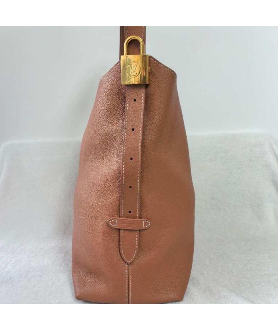 LOUIS VUITTON Коричневая кожаная сумка тоут, фото 5