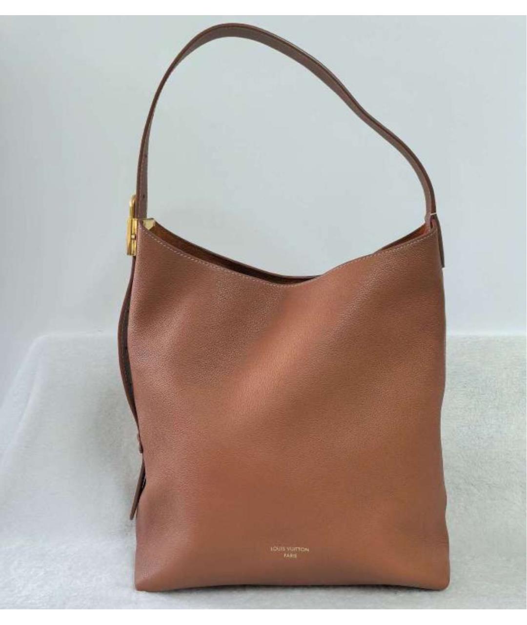 LOUIS VUITTON Коричневая кожаная сумка тоут, фото 4