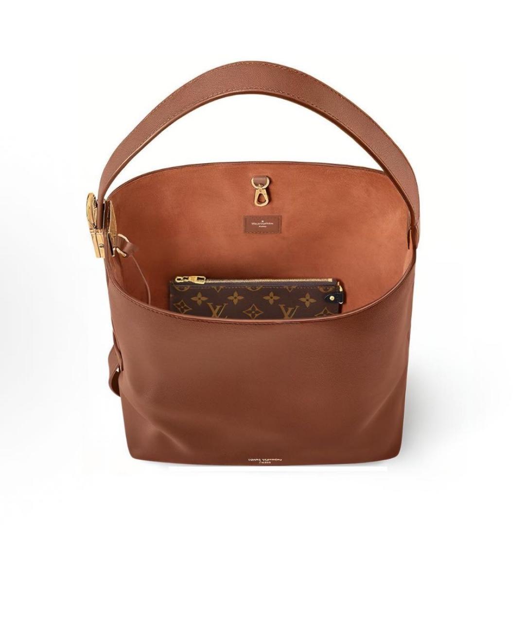 LOUIS VUITTON Коричневая кожаная сумка тоут, фото 3