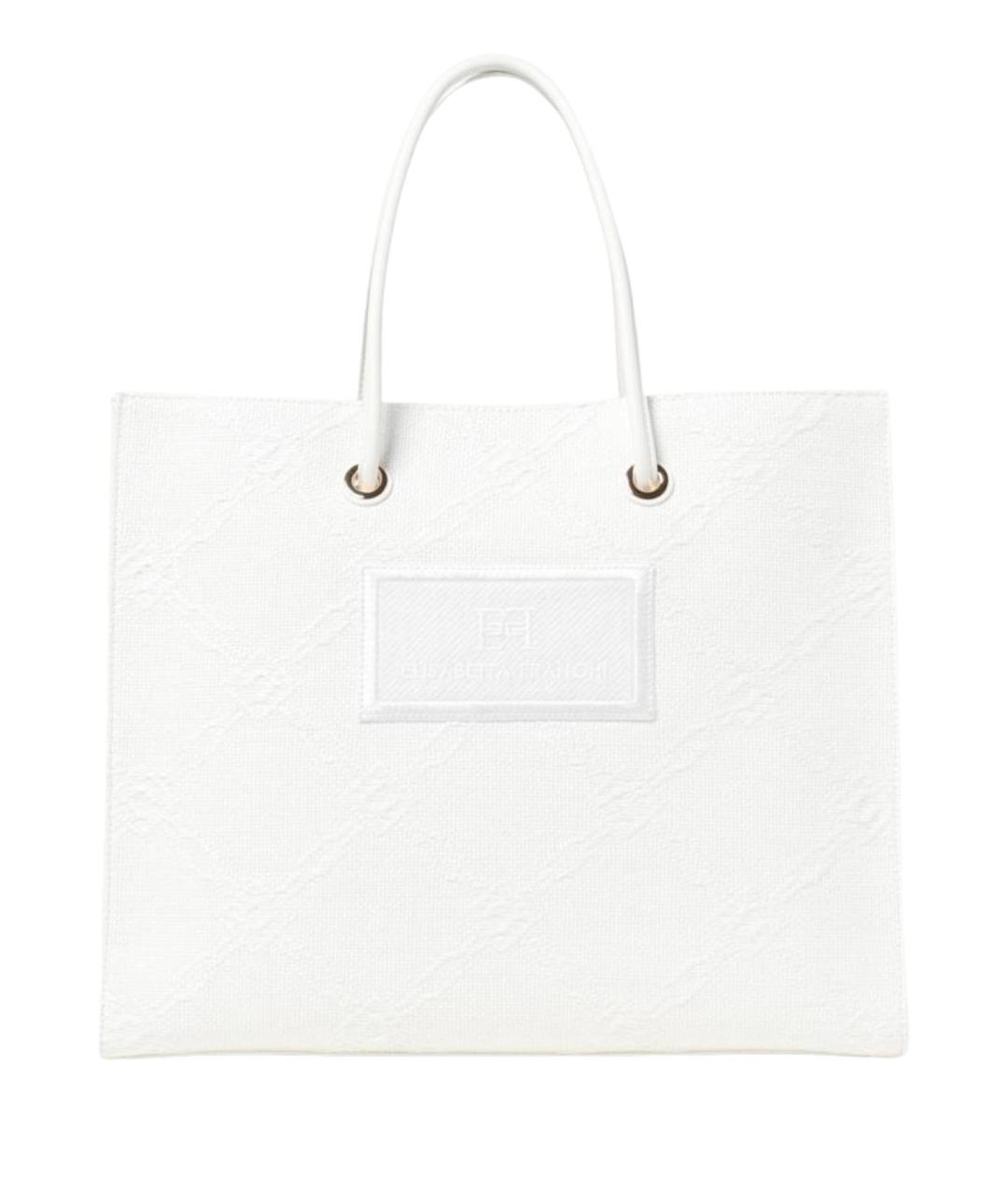 ELISABETTA FRANCHI Белая тканевая сумка тоут, фото 1