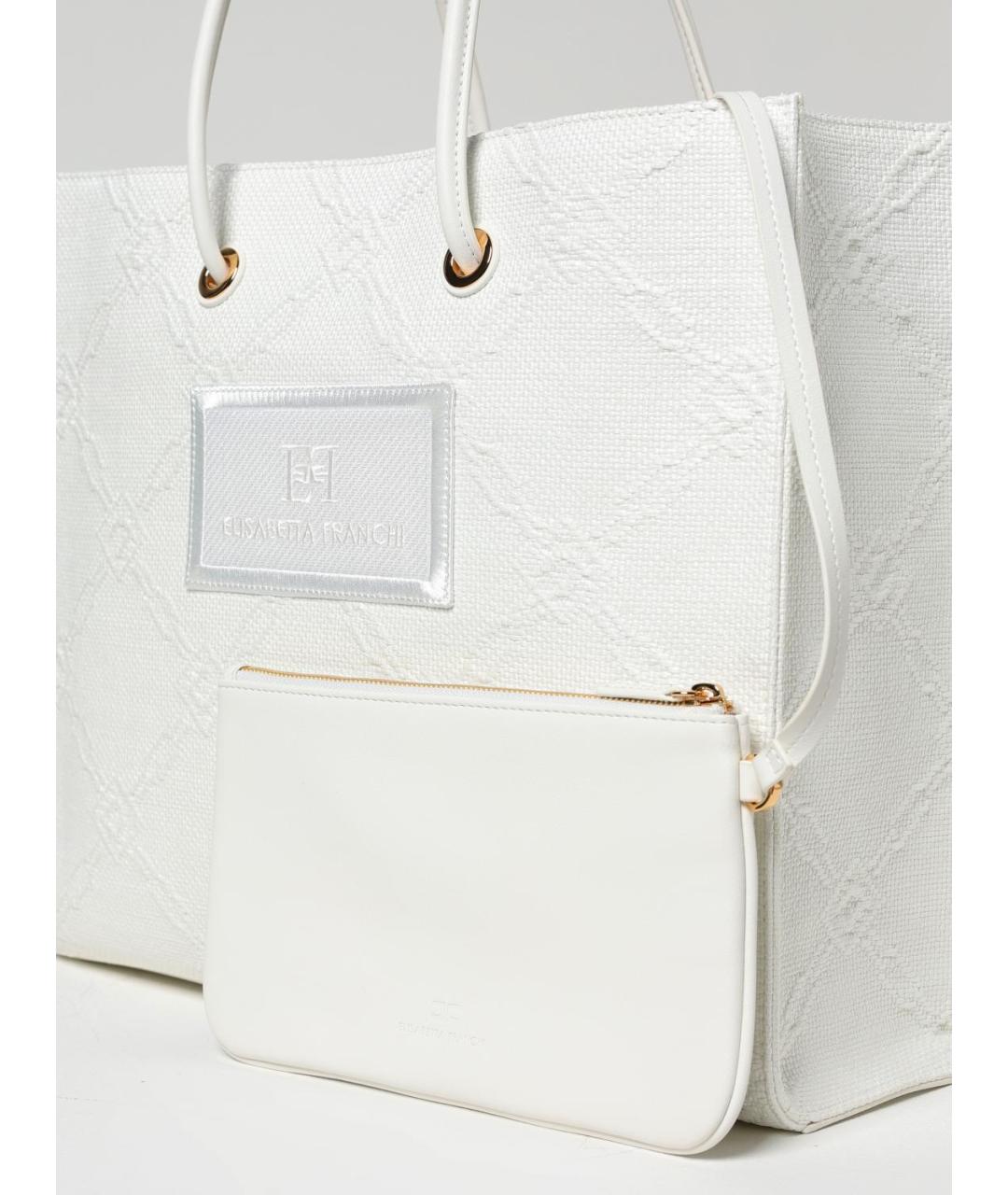 ELISABETTA FRANCHI Белая тканевая сумка тоут, фото 3