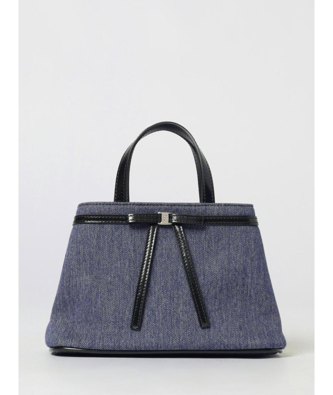 FERRAGAMO Синяя тканевая сумка с короткими ручками, фото 6