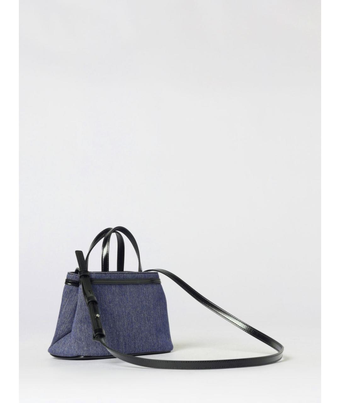 FERRAGAMO Синяя тканевая сумка с короткими ручками, фото 3