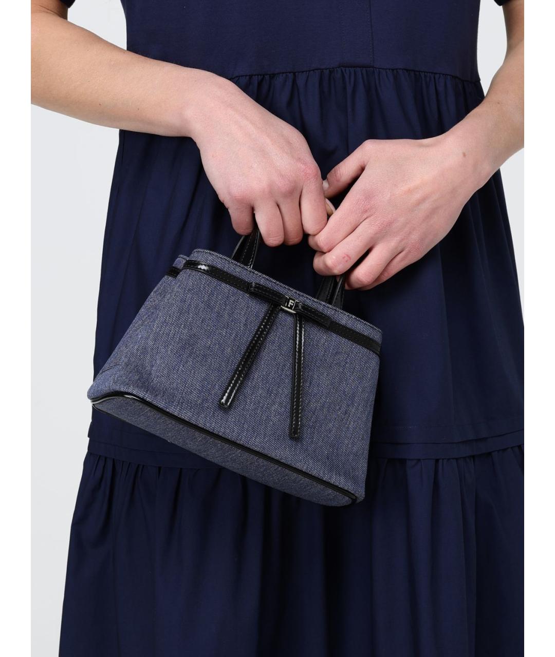 FERRAGAMO Синяя тканевая сумка с короткими ручками, фото 2
