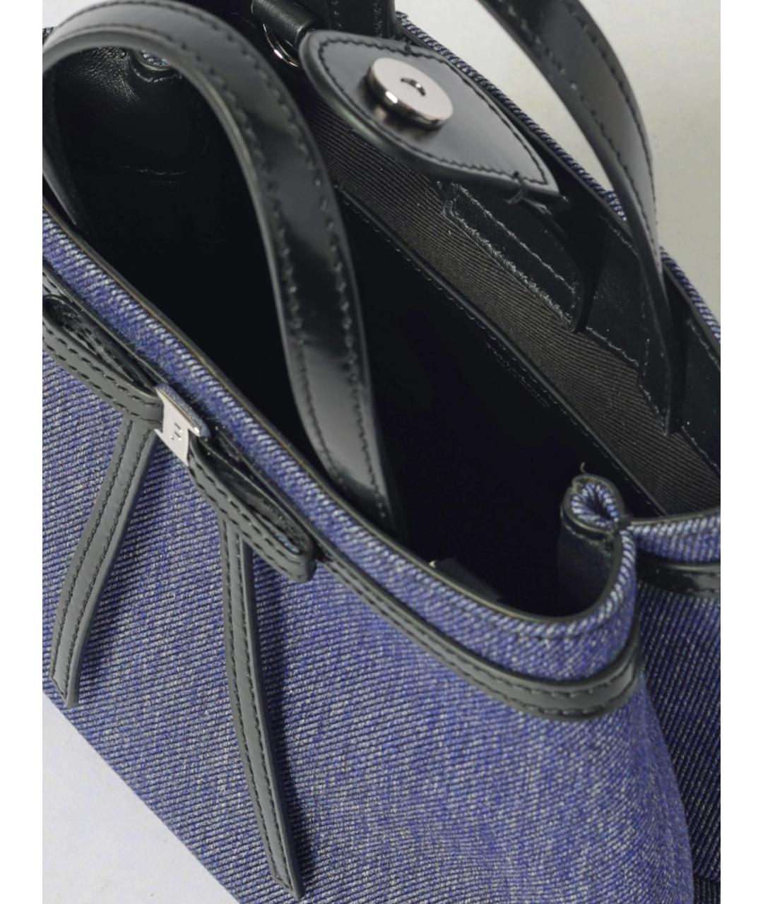 FERRAGAMO Синяя тканевая сумка с короткими ручками, фото 5