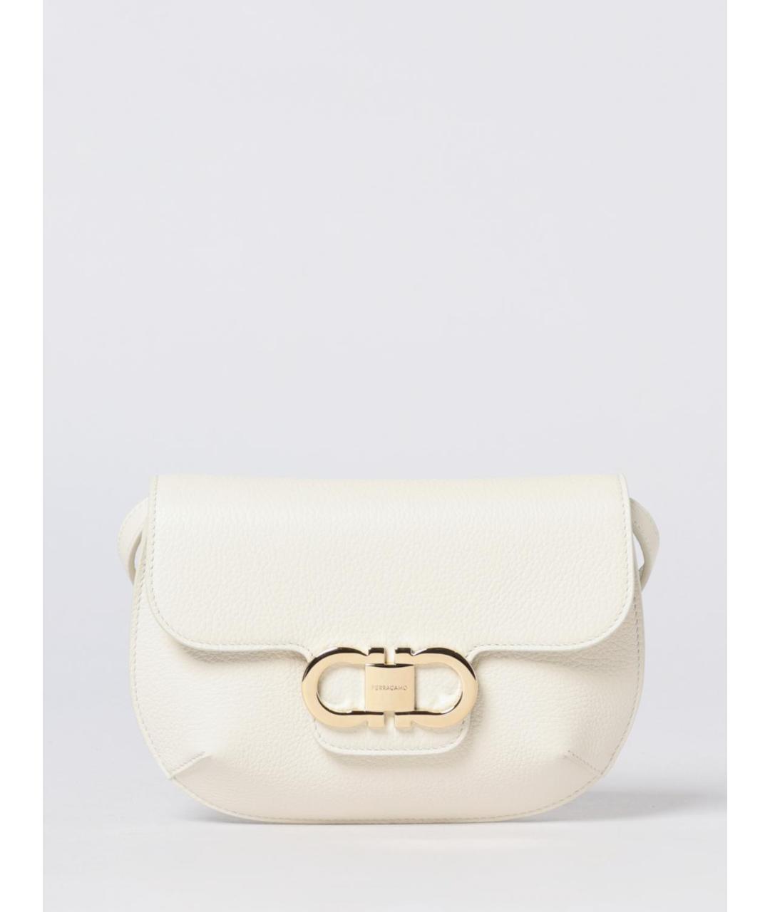 FERRAGAMO Бежевая кожаная сумка через плечо, фото 6