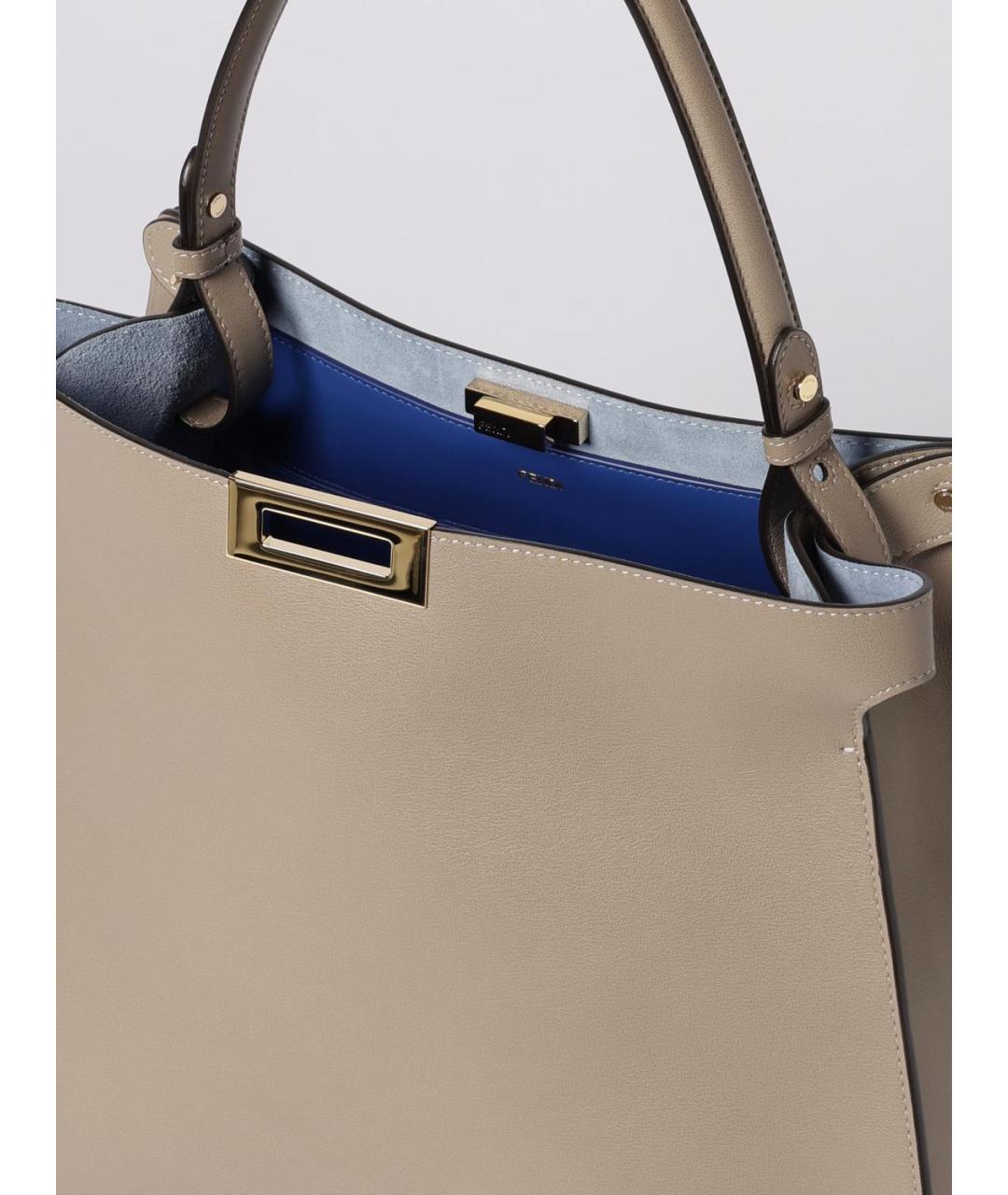 FENDI Серая кожаная сумка тоут, фото 5